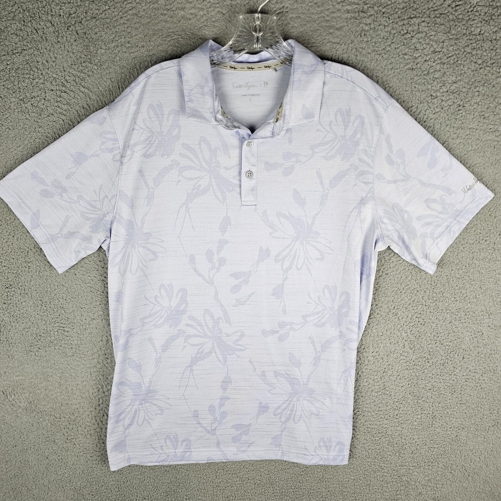 Walter Hagen Polo Shirt Mens Large Purple P11 Floral Stretch Short Sleeve Golf